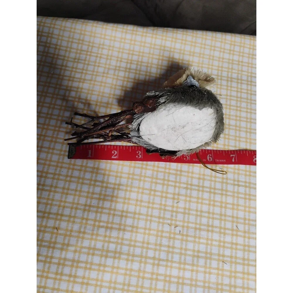 Owl Figurine Styrofoam Ornament Bristle Twigs